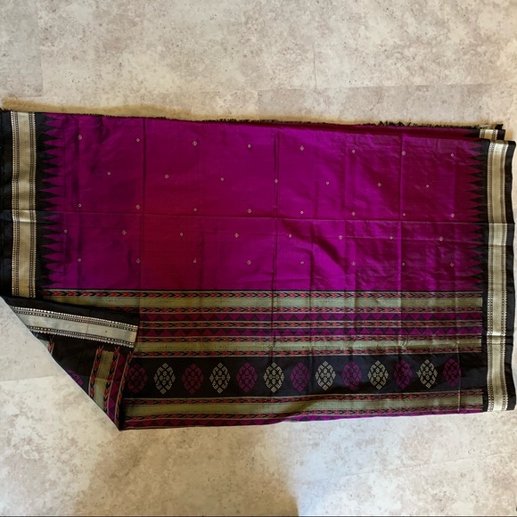 Rich handloom Purple-magenta pure silk SAREE SARI - Picture 1 of 12